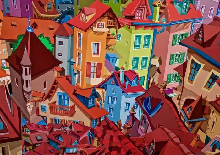 Art City Street Colourful Decoration Panorama 